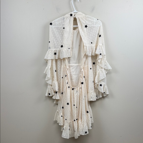 ANTHROPOLOGIE MARE MARE  Embroidered Chiffon Cape Swing Mini Dress medium - Picture 15 of 15